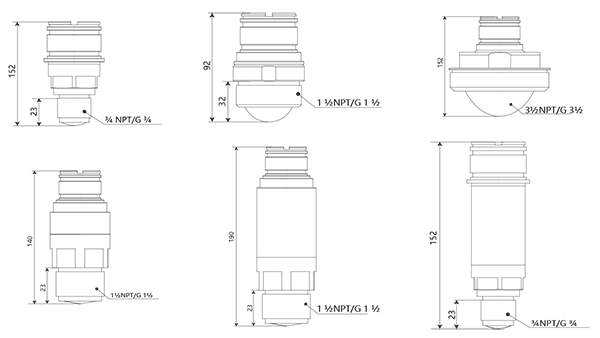 螺紋型雷達天線套件尺寸圖